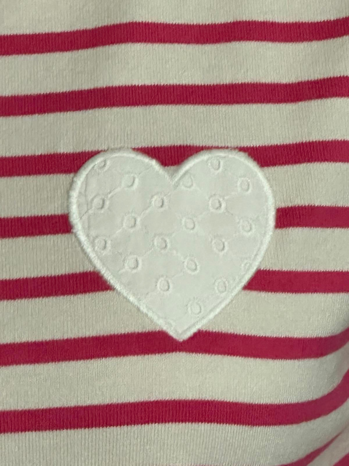 Talbots pink/white cotton striped lace eyelet trim mock neck top Size MP