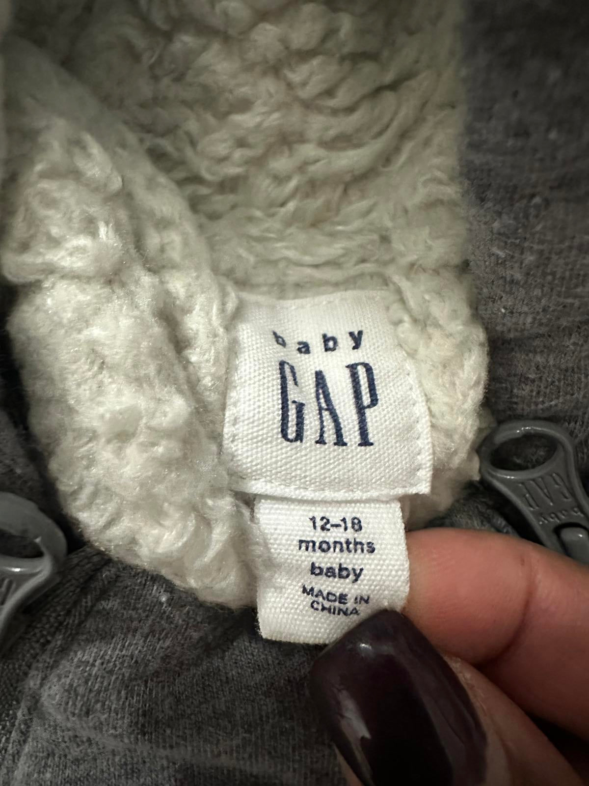baby GAP sherpa-lined hooded dual zipped one-piece/snowsuit/bunting Size 12-18M
