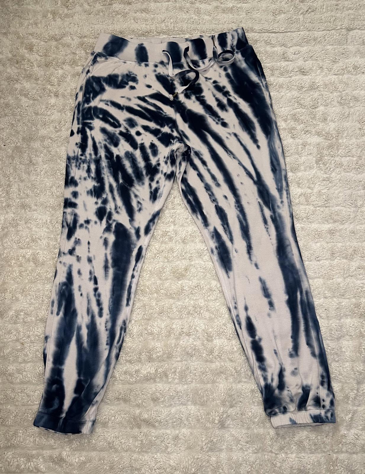 Young, Fabulous & Broke athleisure teal/cream tie-dyed joggers Size Large