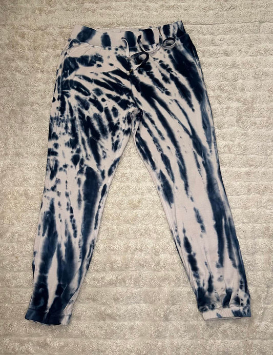 Young, Fabulous & Broke athleisure teal/cream tie-dyed joggers Size Large