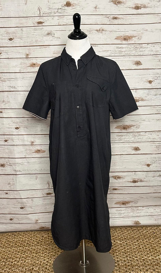 Billy Reid black minimalist lagenlook cotton popover midi shirt dress Size XS