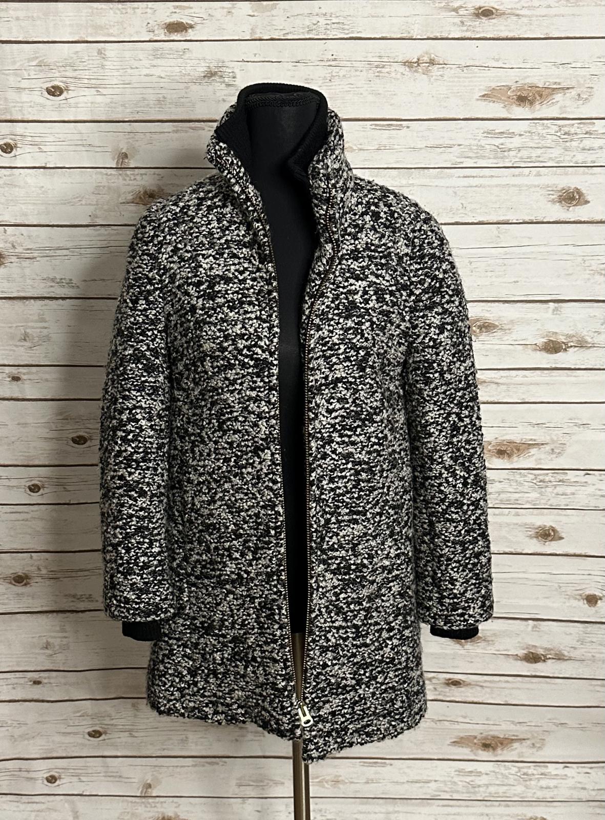 J.Crew black/white Italian wool speckled boucle Lodge coat Size 00P