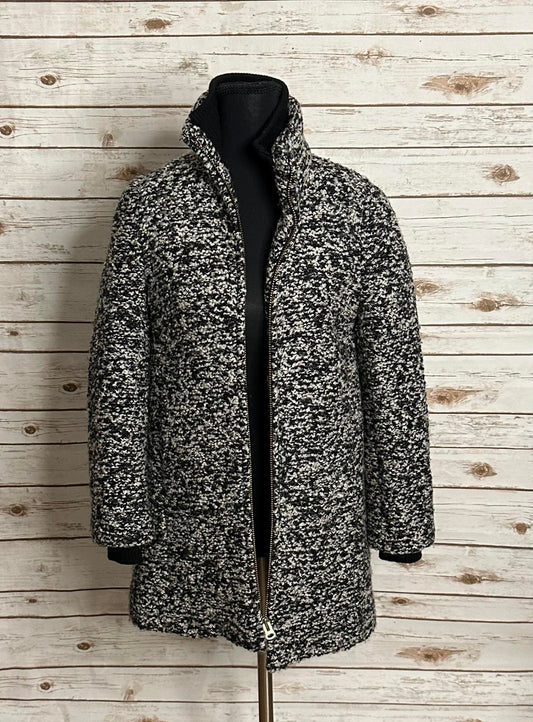 J.Crew black/white Italian wool speckled boucle Lodge coat Size 00P