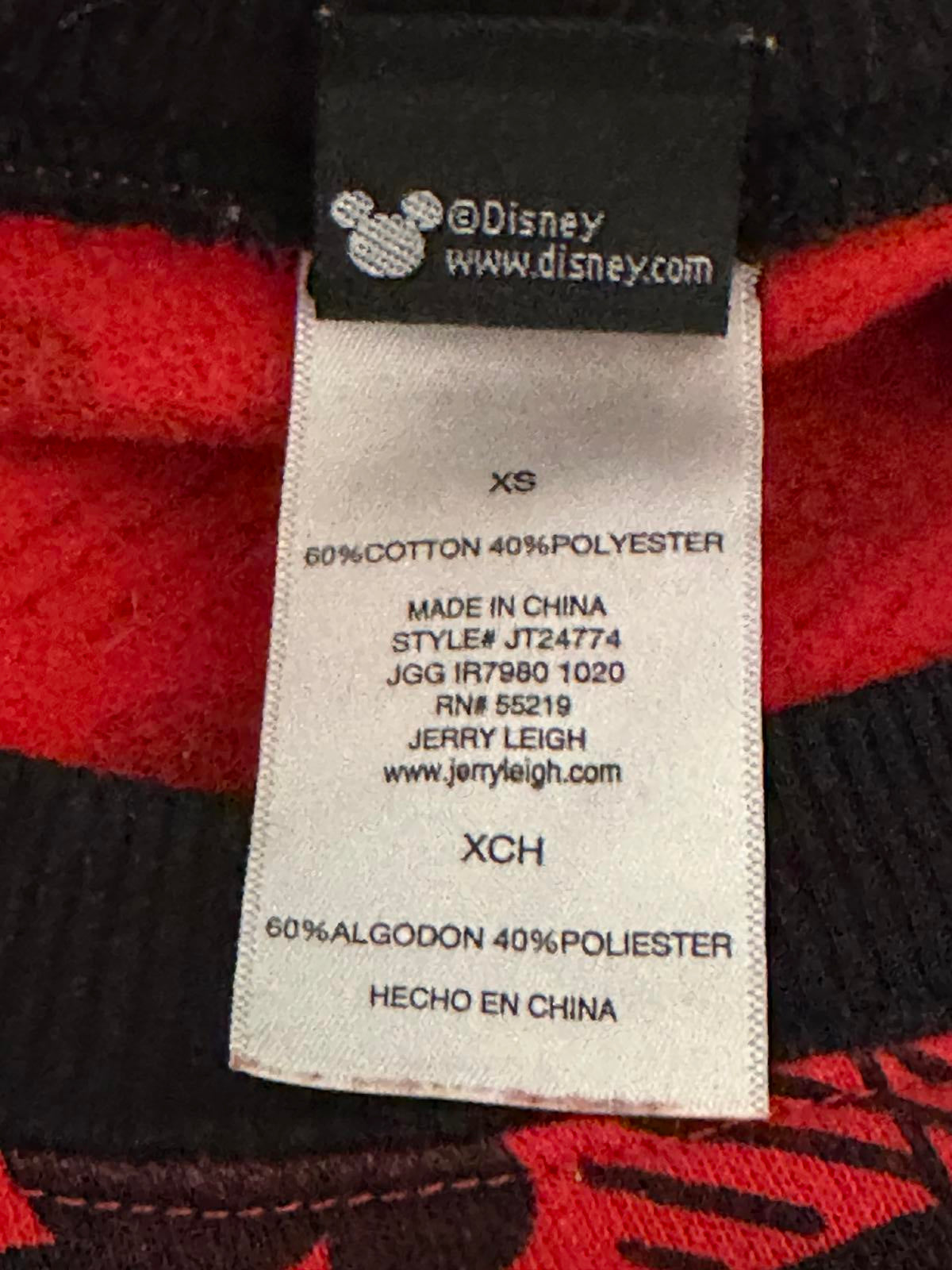 Disney Mickey Mouse casual athleisure red/black plaid sweatshirt Size XS