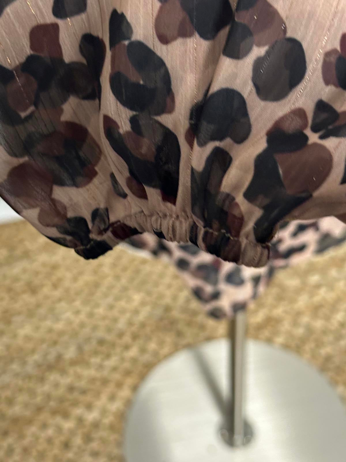 NYDJ sheer leopard -print split neck peasant blouse Size 2X