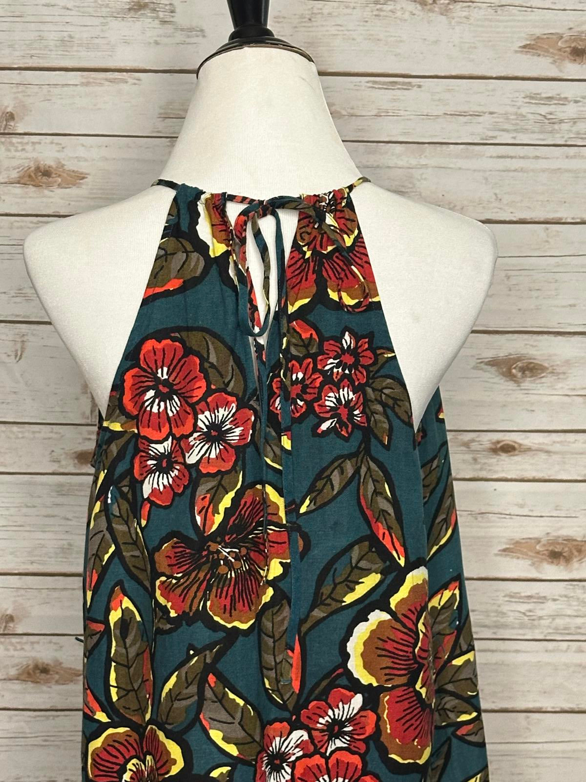 LOFT paradise tropical bold floral linen halter maxi sundress Size XS