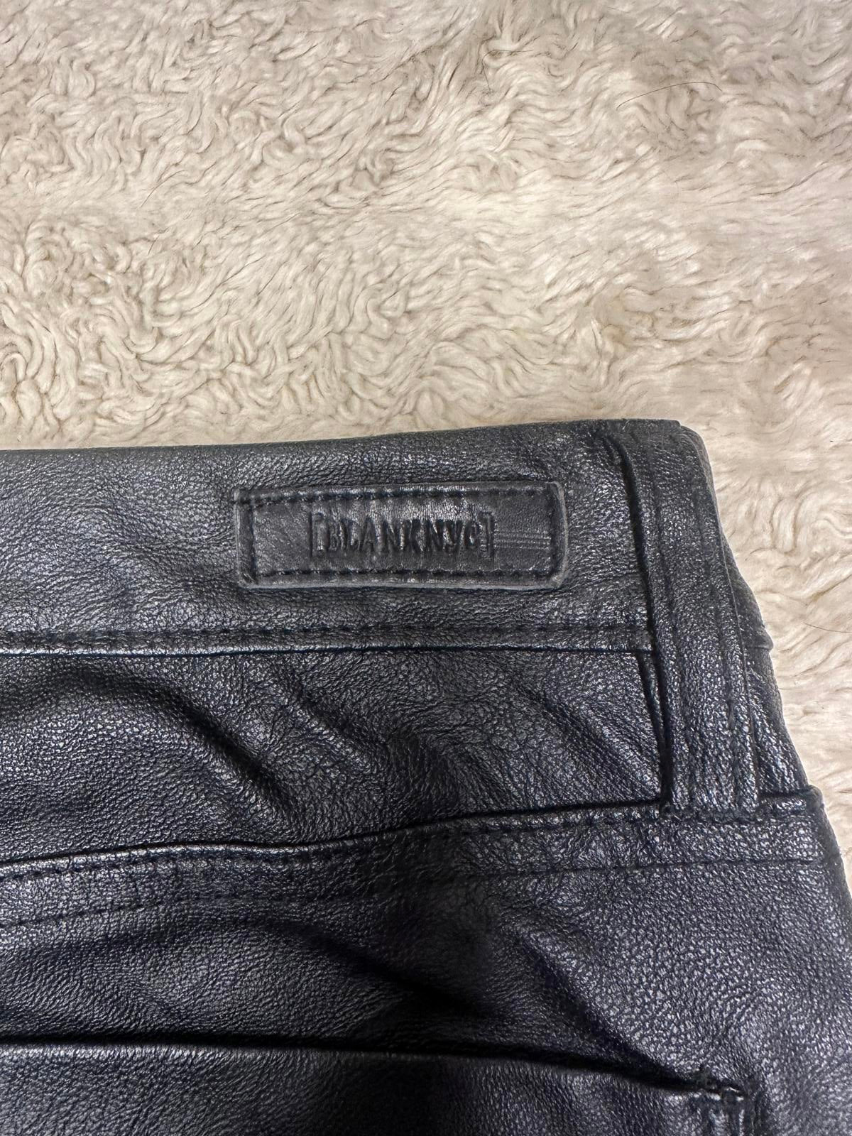 Blank NYC 'Spray-On' mob wife black vegan faux leather skinny jeans Size 28